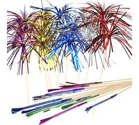 Allazone 120 PCS Cocktail Picks Firework Party Picks, 23CM Firework Cake Toppers, Sandwich & Cocktail Picks, Toothpicks for Cakes Decoration, Party Supplies, Christmas Decoration
