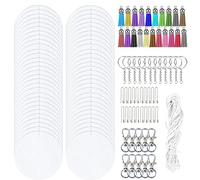 Allazone 120 PCS Sublimation Air Freshener Sheet Set 60 PCS Round Car Scented Hanging Sheets Felt Air Freshener with Rope, Tassel, Wave Bead Chain for Car Home Use and Decor, 8 x 10cm