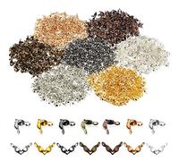 Allazone 1400 PCS Bead Tips Knot Covers Clamshell Fold-Over Bead Tips Knot, 7 Colors Covers Metal Open for DIY Crafts Jewelry Making (7 Color)