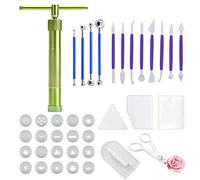 Allazone 19 PCS Stainless Steel Clay Fondant Extruder Sugar Paste Extruder Set, Clay Extruder Tool with 20 Tips Sugar Extruder Disks, Cake Fondant Decorating Tool for Cake Decorating, Clay Making