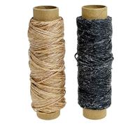 Allazone 2 PCS Leather Sewing Waxed Thread, Each of 33 Yards 150D Sewing Thread Cord for Leather Craft DIY Supplies, Shoes Repairing, Black and Khaki