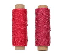 Allazone 2 PCS Leather Sewing Waxed Thread, Each of 33 Yards 150D Sewing Thread Cord for Leather Craft DIY Supplies, Shoes Repairing, Deep Red and Red