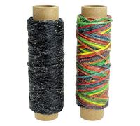 Allazone 2 PCS Leather Sewing Waxed Thread, Each of 33 Yards 150D Sewing Thread Cord for Leather Craft DIY Supplies, Shoes Repairing, Black and Colourful