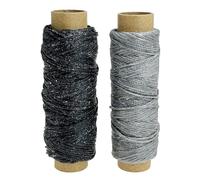 Allazone 2 PCS Leather Sewing Waxed Thread, Each of 33 Yards 150D Sewing Thread Cord for Leather Craft DIY Supplies, Shoes Repairing, Black and Grey