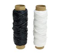 Allazone 2 PCS Leather Sewing Waxed Thread, Each of 33 Yards 150D Sewing Thread Cord for Leather Craft DIY Supplies, Shoes Repairing, Black and White