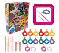 Allazone 203 PCS Loom Potholder Loops Weaving Craft Loom Loops, Weaving Loom Kit, 8 Colors Potholder Loops with Crochet Hook for DIY Crafts Supplies