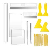 Allazone 25 PCS Acrylic Clay Roller with Acrylic Sheet, Acrylic Sheet Backing Board, Engraving Pen Plastic Scraper Clay DIY Tool for Shaping and Sculpting