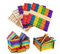 Allazone 250 PCS Colorful & Natural Wooden Craft Sticks for DIY, Handcraft, Education & Decoration