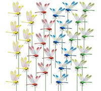 Allazone 28 PCS Dragon Garden Stakes, 3D Dragonfly Garden Decor Dragonflies Garden Ornaments for Patio Decoration Dragonfly Stakes with Sticks