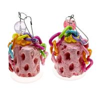 Allazone 2PCS Pet Teeth Grinding Stone and Perch, Natural Chewing Toys for Small Medium Birds Budgies Conures Cockatiels Rats, Tree Root Shape