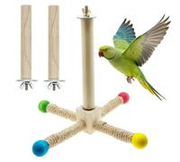 Allazone 3 PCS Bird Stand Perch, Parrot Rotating Perch for Parakeets Cockatiels Lovebirds Conures Finches Budgies, Hemp Rope Style