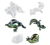 Allazone 3 PCS Resin Molds Silicone, Animal Epoxy Resin Molds for Frog, Lizard, Snails, 3D Lifelike Wall Desktop Home Decoration (Al21-780)
