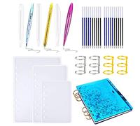 Allazone 30 PCS Pen Shape Resin Mould and Notebook Cover Resin Casting Moulds Set with Book Rings, Ballpoint Refill Pens for Pen Notebook Making Resin Moulds