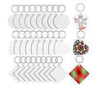 Allazone 30 Sublimation Blanks, 3 Shapes Heat Transfer Double-Sided, Blank Sublimation Keychains for DIY Craft Supplies