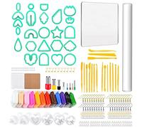 Allazone 329 PCS Polymer Clay Cutters Set, 24 Shapes With Air Dry Clay, Earring Cards Hooks Jump Rings for Jewelry Making, Green