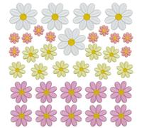 Allazone 35 PCS Daisy Flower Iron On Patches, Mix Pink Yellow Orange Embroidered Floral Appliques for Clothing Dress Backpacks and DIY Decorations