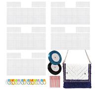Allazone 39 PCS Clear Plastic Mesh Canvas Sheets for Embroidery, Plastic Canvas Plastic Mesh Sheets with 2 Color Acrylic Yarn for DIY Sewing Bag