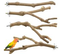 Allazone 4 PCS Natural Bird Perch & Swing Toys Grape Vine Stick for Parrot Cages, Cockatiels, Parakeets, Finches