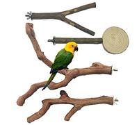 Allazone 4-Piece Natural Wood Bird Perch Platform Set - Parrot & Parakeet Cage Accessories