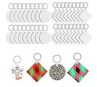 Allazone 40 Pcs Sublimation Blank Key Chains, Round and Square, for Heat Transfer, Double Sided for Heat Transfer, DIY Craft Supplies, Non-Metal