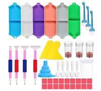 Allazone 45 Pack Large Capacity Diamond Paint Tray Set, Bead Sorting Trays, Funnel, Cleaning Brush, Glue Clay for Diamond Paint Accessories
