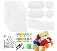 Allazone 45 PCS Mesh Plastic Canvas Sheets Kit, 3 Shape Clear Plastic Canvas, 12 Color Acrylic Yarn for DIY Crafts Embroidery Cross Stitch, Acrylic Yarn Crafting, Knit and Crochet Projects