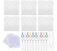 Allazone 5 mm 52 PCS Fuse Beads Boards Set, 6 PCS Large Square Clear Plastic Pegboards with 6 PCS White Beads Tweezers, 10 PCS Ironing Paper and 2 Style Keychain for Kids Craft Supplies