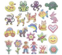 Allazone 5 mm Fuse Beads Boards Set, Clear Plastic Pegboards Set for Craft Supplies Beads (23 PCS Mixed Shapes)