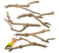 Allazone 5 PCS Bird Perch Natural Grape Stick Bird Standing Stick Swing Chewing Bird Toys Natural Grapevine Bird Cage Perch for Parrot Cages Toy for Cockatiels, Parakeets, Finches