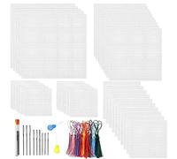 Allazone 53 PCS Clear Plastic Mesh Canvas Sheets for Embroidery, Square Mesh Plastic Canvas Sheets, Plastic Mesh Sheets for Embroidery Crafting, Knit and Crochet Projects