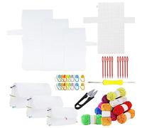Allazone 58 PCS Clear Plastic Mesh Canvas Sheets for Embroidery, Plastic Canvas Kit with 12 Color Acrylic Yarn, Adult Embroidery Kit