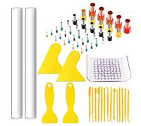 Allazone 61 PCS Acrylic Clay Cutter Set, Polymer Clay Cutters, Acrylic Clay Roller with Acrylic Sheet Backing Board, Plastic Scraper Clay DIY Tool for Shaping and Sculpting