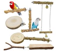 Allazone 7 PCS Natural Wood Bird Perches for Parrot, Natural Wooden Perch Bird Stand Parrot Perch Stand Bird Climbing Standing Branches Toy for Birds Budgies Cockatiels Conure Lovebirds