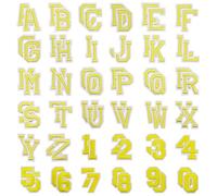 Allazone 72 PCS Sew on Patch, Letters and Numbers Iron on Patches, A-Z and 0 to 9 Embroidered Applique Patches for Craft DIY, Clothing, Hat, Jacket, Backpack (Yellow)