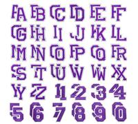 Allazone 72 PCS Sew on Patch, Letters and Numbers Iron on Patches, A-Z and 0 to 9 Embroidered Applique Patches for Craft DIY, Clothing, Hat, Jacket, Backpack (Purple)