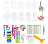 Allazone Acrylic Keychain Blanks for Craft Sticker Art, Colourful Acrylic Disc with Wave Bead Chain, Sticker for DIY Projects and Crafts (Style 3)