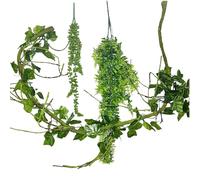 Allazone Bearded Dragon Tank Accessories, 4 PCS Reptile Plants Hanging Climbing, Artificial Bendable Vines Branch with Hanging Plant for Chameleon Geckos Snake