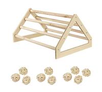 Allazone Chick Perch Strong Wooden Jungle Gym Roosting Bar Handmade Chicken Roosting Bird Stand Rack with 10 PCS Rattan Balls for Bird Parrot Hens