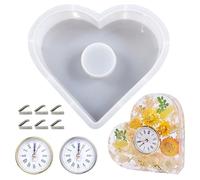 Allazone Clock Resin Molds, Heart Clock Casting Molds, Table Clock Resin Molds with 2 Clock Movement Accessories for DIY Craft Home Decor