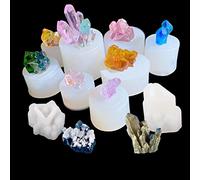 Allazone Crystal Resin Molds, 10 PCS Crystal Cluster Silicone Molds Quartz Rock Resin Mould for Resin Casting, Craft Keychain Necklace, Home Decoration
