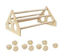 Allazone Handmade Chicken Roosting Chick Perch Strong Wooden Chick Parrot Perches Toy Bird Stand Rack with 10 PCS Rattan Balls for Bird Parrot Hens