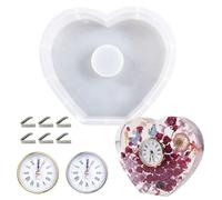Allazone Heart Clock Resin Molds, Table Clock Casting Molds, Clock Resin Molds with 2 Clock Movement Accessories for DIY Craft Home Decor