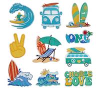 Allazone Iron on Patches, Embroidered Sew Applique Repair Patch Decorative Patches Applique for Craft DIY, Clothing, Hat, Jacket, Backpack, 10 PCS Summer Beach Themed