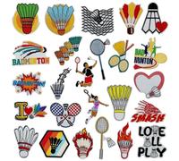 Allazone Iron on Patches, Embroidered Sew Applique Repair Patch Decorative Patches Applique for Craft DIY, Clothing, Hat, Jacket, Backpack, 25 PCS Badminton Theme