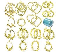 Allazone Open Bezel Charms, 28 PCS Flowers and Birds Open Bezels for Resin 8 Style Alloy Frame Pendants Hollow Frames with Necklace