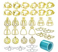 Allazone Open Bezel Charms, 34PCS Wings and Skirt Open Bezels for Resin, 17 Style Alloy Frame Pendants, 2 Color Hollow Frames with Necklace for Casting, Necklaces and Earrings Making Supplies