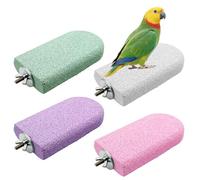 Allazone Pet Teeth Grinding Stone and Perch, Bird Perch Stands, Natural Chewing Toys for Small Medium Birds Budgies Conures Cockatiels Rats (4 PCS Big)