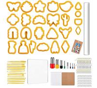 Allazone Polymer Clay Cutters Set - 219 Pcs with Acrylic Clay Roller, Earring Cards, Hooks for Jewelry Making (Orange)