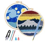 Allazone Punch Needle Embroidery Starter Kits, Pattern Punch Needle Kits Threader Fabric Embroidery, Adjustable Embroidery Pen for Adults Kids Beginner (2)