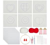 Allazone Punch Needle Kits, Punch Needle Coasters Kit, Punch Embroidery Kit with Felt Yarns Hoop Tools for DIY Coaster Crafts, Heart-Shaped